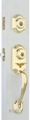 Single Cylinder Polished Brass Handle Door Knob Set Lock Lockset Deadbolt