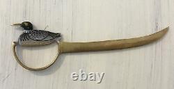 Solid Brass withGold Overlay Sword Letter Opener Duck Handle Vintage Made in 1910