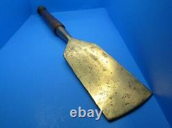 Spectacular solid brass wood slick chisel with almost 4 wide blade with handle