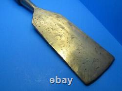 Spectacular solid brass wood slick chisel with almost 4 wide blade with handle