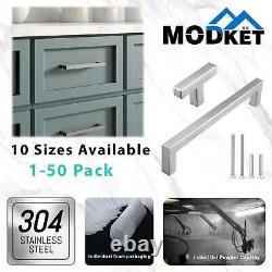 Square Brushed Nickel Cabinet Handles Pulls Knobs Kitchen Bath Stainless Steel