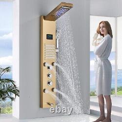 Stainless Steel Gold LED Rain Shower Panel Tower Massage Shower Faucet System