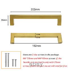 Stainless Steel Kitchen Cabinet Handles Brushed Brass Drawer Pulls Square Knobs