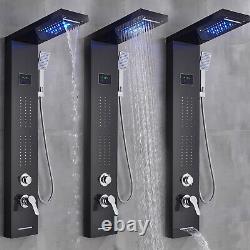 Stainless Steel LED Rainfall Shower Panel Tower Faucet Massage System Body Jets