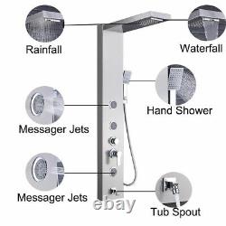 Stainless Steel LED Shower Panel Tower Massage Body Jets System Rain&Waterfall