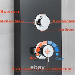 Stainless Steel LED Shower Panel Tower Rain Waterfall Massage Faucet System Set