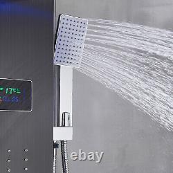 Stainless Steel LED Shower Panel Tower Rain&Waterfall Massage Jets System Mixer