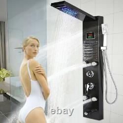 Stainless Steel Shower Panel Tower System LED Rainfall Shower Head Bathroom Suit