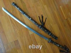 Sturdy Japan Tachi Signature Blade Samurai Katana Sword Copper Handle and Sheath