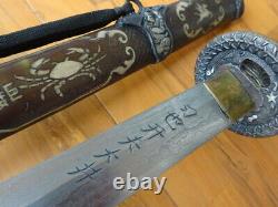 Sturdy Japan Tachi Signature Blade Samurai Katana Sword Copper Handle and Sheath