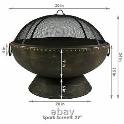 Sunnydaze 30 Fire Pit with Copper Finish Firebowl with Handles and Spark Screen