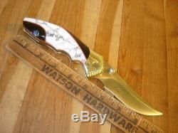 Superb Buck Le 419 Kalinga Pro Knife Bos S30v Blade White Turquoise Handle #005