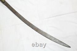 Sword Antique Old Hand Forged Steel Blade Tiger Rabbit Hunting Brass Handle C77