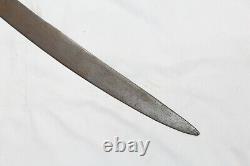 Sword Antique Old Hand Forged Steel Blade Tiger Rabbit Hunting Brass Handle C77