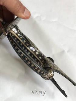 Sword Handle Sheath Blade Brass Vintage Steel Damascus Dagger Handmade India