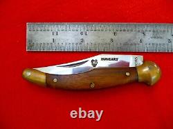 Szankovits Pocket Folding Knife Wood Brass Handle Made In Hungry