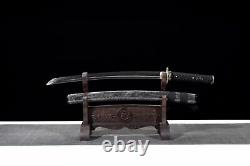 T10 Steel Blade Clay Tempered Wakizashi Short Sword Japanese Katana Sharp #3182