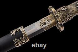 Tang Dao Brass Dragon Handle Folded Steel Blade Sword Chinese Dao Broadsword