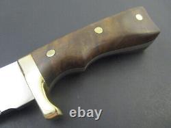 Tilly Custom Knives Handmade Bowie Hunting Camping Fixed Blade Burl & Brass