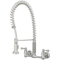 Tosca 2-Handle Wall-Mount Pull-Down Sprayer Kitchen Faucet in Stainless Steel