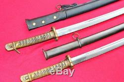 Two Japanese Army NCO Sword Samurai Katana Steel Sheath Brass Handle HandMade