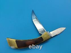 USED Browning Lockback 2 Blade Knife Wood Handles Brass Bolsters USA