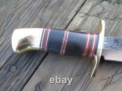 Ubr Custom Handmade High Carbon Steel Hunting Bowie Knife With Brass Handle