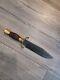 VINTAGE Large Bowie Hunting Knife wood handle, with brass guard 9 inch blade