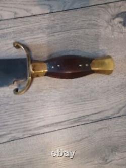 VINTAGE Large Bowie Hunting Knife wood handle, with brass guard 9 inch blade