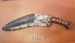 VINTAGE Wood/Brass Handle Gurkha Kukri Knife withBrokenWooden Sheath