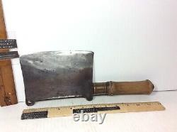VTG Butcher's Carbon Steel Blade Meat Cleaver Chopper Round Wood Handle with Brass