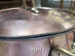 VTG Copper and SS 6 quart Stockpot Lidded withbrass handles French provenance