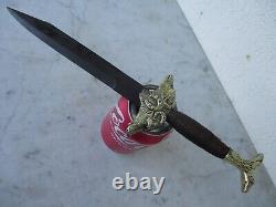 Vintage Beautiful Dagger Knife Handle In Wire & With Eagles And Bulls In Brass