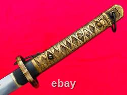 Vintage Brass Handle Japanese Katana Army Officer Sword Blade Saber Steel Sheath