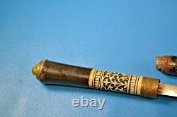 Vintage British India Knife Short Sword Wood Bone and Brass Handle