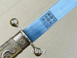 Vintage CN. Whampoa Military Academy Sword Short Blade Sign Sheath Dragon Handle