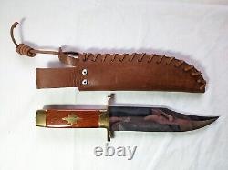 Vintage CVA Italy Bowie Knife Exotic Bubinga Wood / Brass Inlay Handle