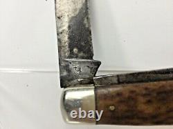 Vintage Clauss, 2-blade Jack Knife, Brownish Handle, Brass lining 1887-1919