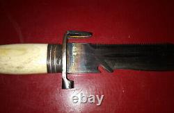 Vintage Custom Handmade Hunting Knife Fixed Blade Brass Bone Handle
