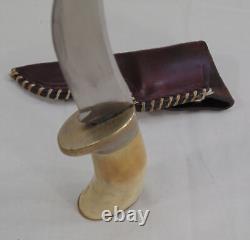 Vintage Custom Hunting Skinner Knife Bone handle Brass Guard & Pommel withSheath