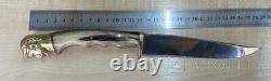Vintage Dagger Knife Blade Fixed Klini Handle Antler Sheath Leather Rare Old 20c