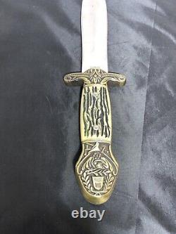 Vintage Dagger Unique and Hefty! Stag horn style inset & brass handle