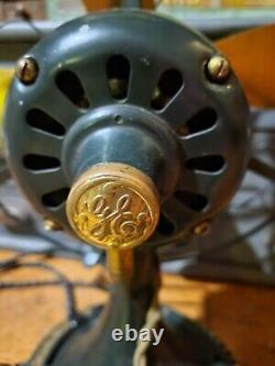 Vintage Ge Brass 4 Blade Fan Cat 34017 Type Auu Form Ak1 #33279 Works Perfect