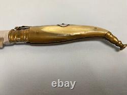 Vintage Halcon Vanadio Albacete Navaja Spain Pocket Knife Horn & Brass Handle