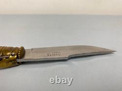 Vintage Halcon Vanadio Albacete Navaja Spain Pocket Knife Horn & Brass Handle