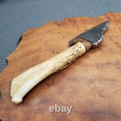 Vintage Handmade Mountain Man Knife Metallic Stag Antler Handle 3 in Blade