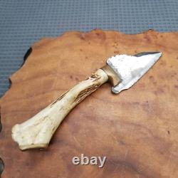 Vintage Handmade Mountain Man Knife Metallic Stag Antler Handle 3 in Blade