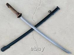 Vintage Japanese Samurai Katana Military Army Sword With Number Blade Brass Handle