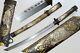 Vintage Japanese Samurai Sword Katana Damascus Steel Blade Brass Handle & Sheath