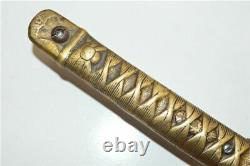 Vintage Japanese Sword Samurai Katana Nco Handmade Brass Handle Dagger Fighting